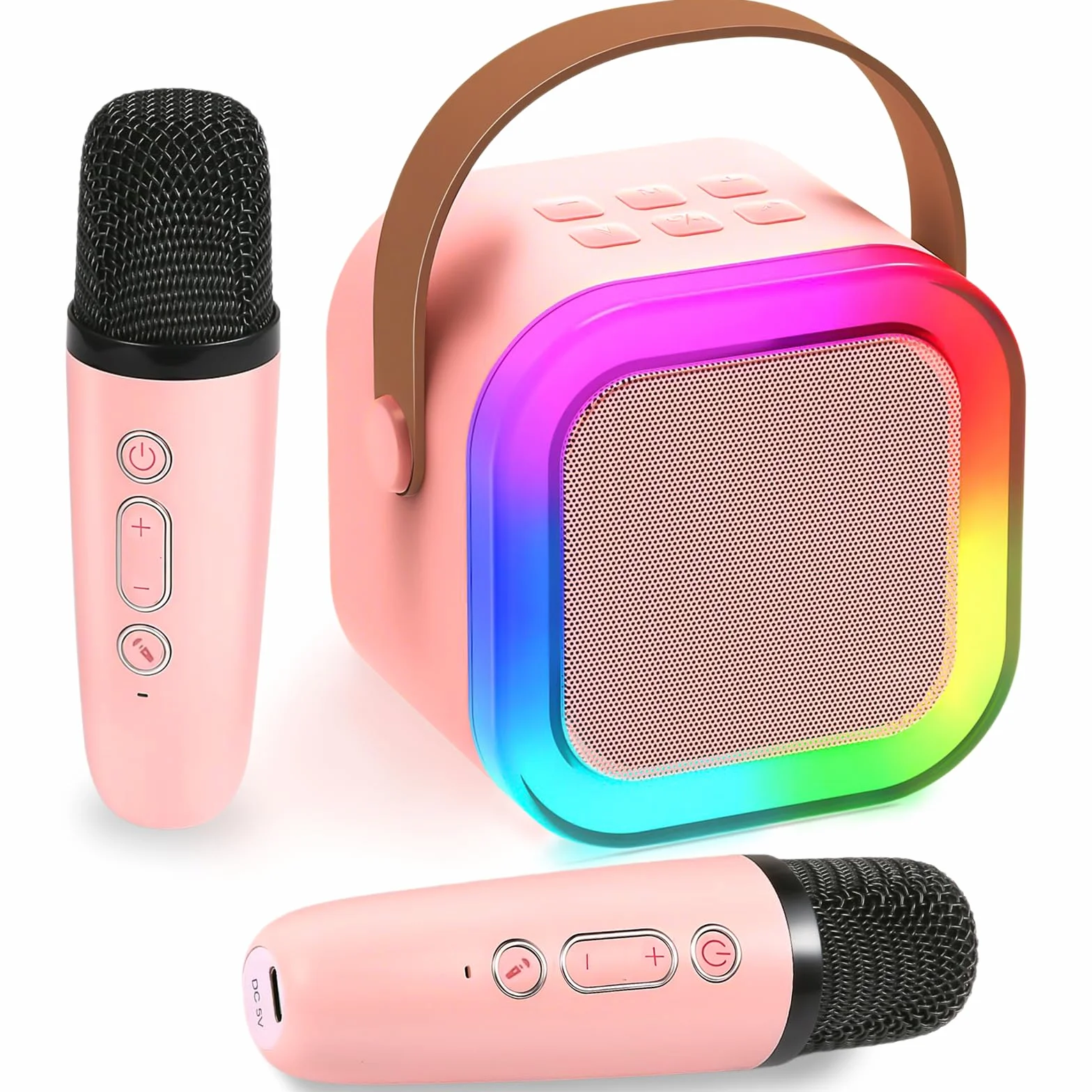Chennyfun Karaoke Machine 2 mikrofony, Mini Karaoke Machine, przenośny głośnik Bluetooth z efektami zmiany głosu i światłami LED, najlepszy prezent urodzinowy dla dziewczynek i chłopców