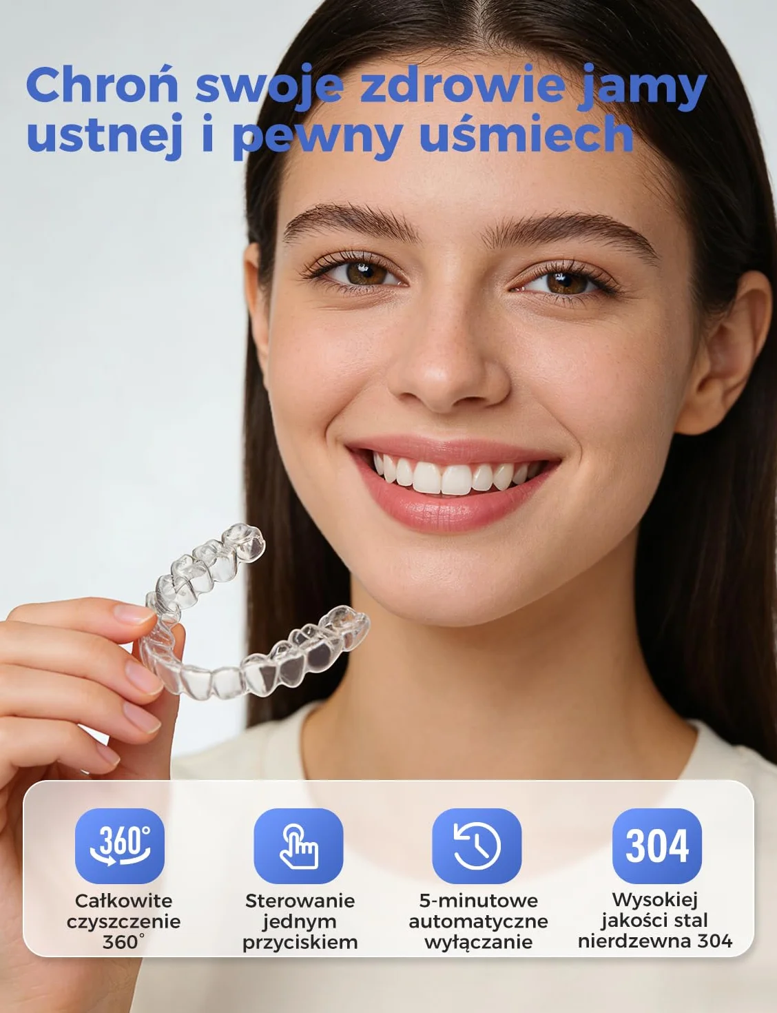Myjka Ultradźwiękowa 48000Hz, 200ml Czyszczenie Ultradźwiękowe, Czyścidelko do Aparatu Ortodontycznego z Lampą UV, do Protez/Aparatów Ortodontycznych/Nakładek Jubilerskich, Czarny