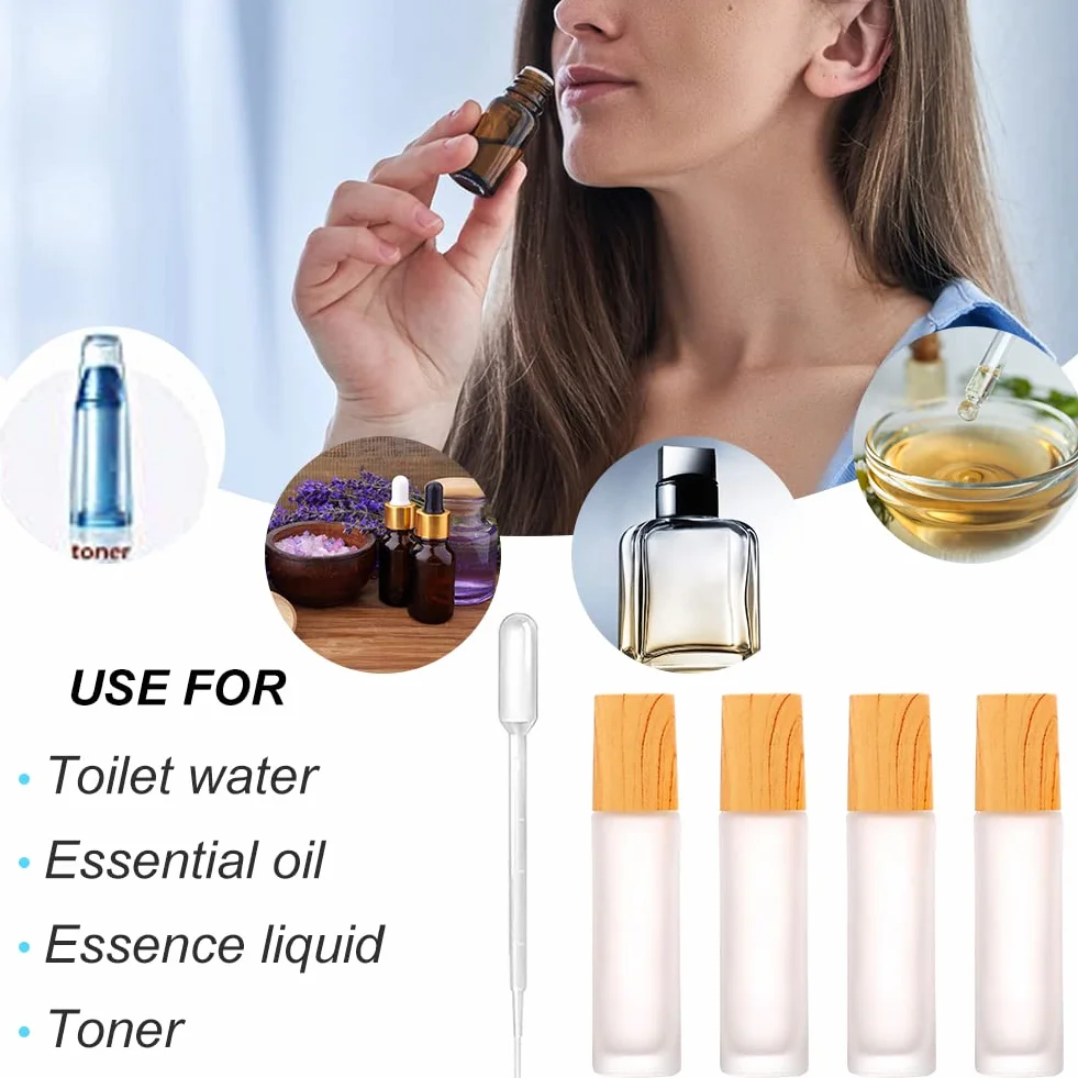Roll On Szklana butelka na olejki eteryczne, szklane butelki do napełniania olejków eterycznych, perfum, aromaterapii, 10 ml