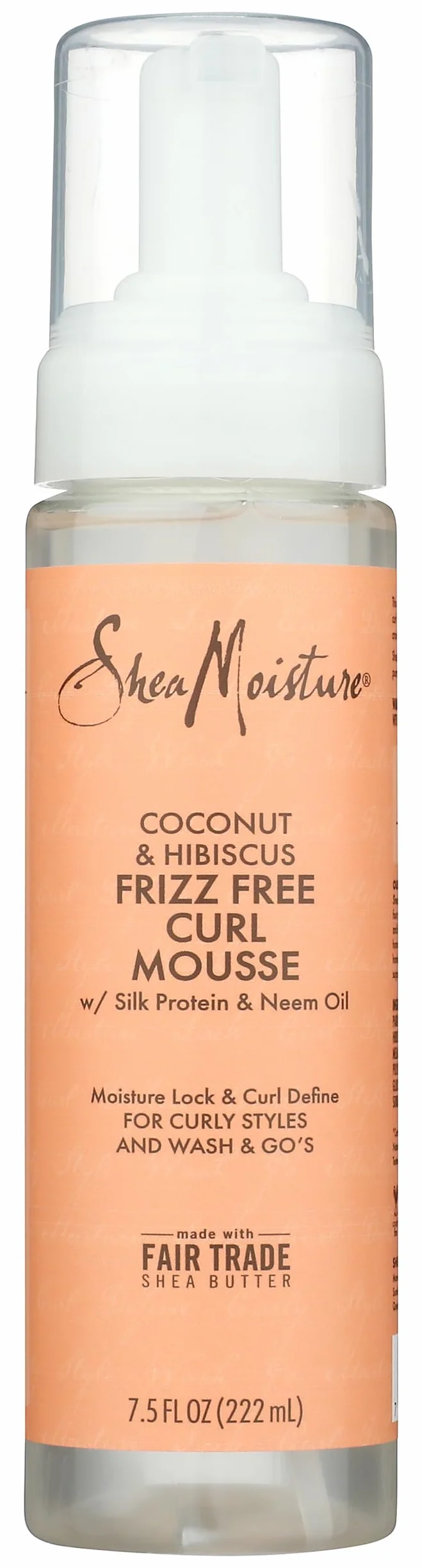 Shea Moisture Kokos i Hibiscus Frizz-Free Mousse, 1 opakowanie (1 x 222 ml)
