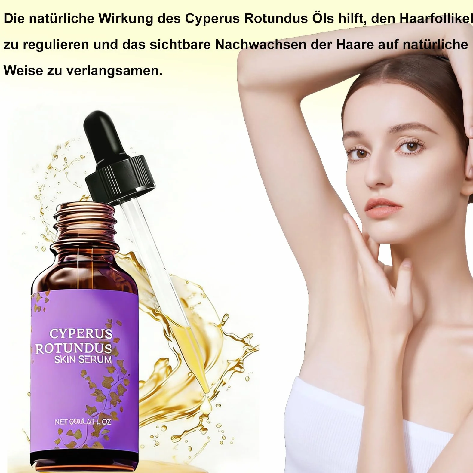 Cyperus Rotundus Oil for Hair Removal, Cyperus Rotundus olejek do depilacji, naturalny olejek cyperusowy do zmniejszenia porostu włosów, koi skórę – do ciała i twarzy