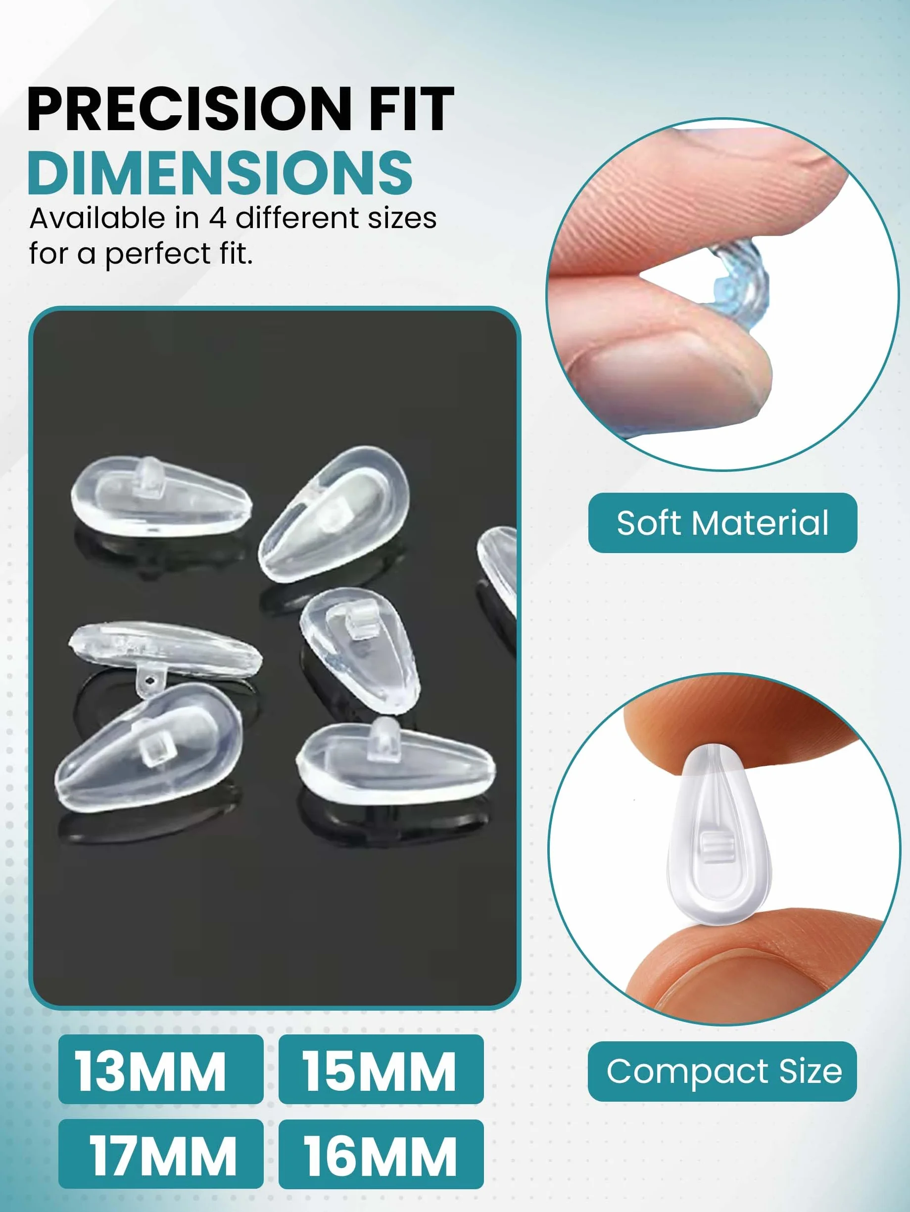 SPORTS WORLD VISION Gafas Plaquetas | Almohadillas nasales Air Active de silicona suave premium para gafas | 17mm Protectores de gafas de con rosca 1 pares