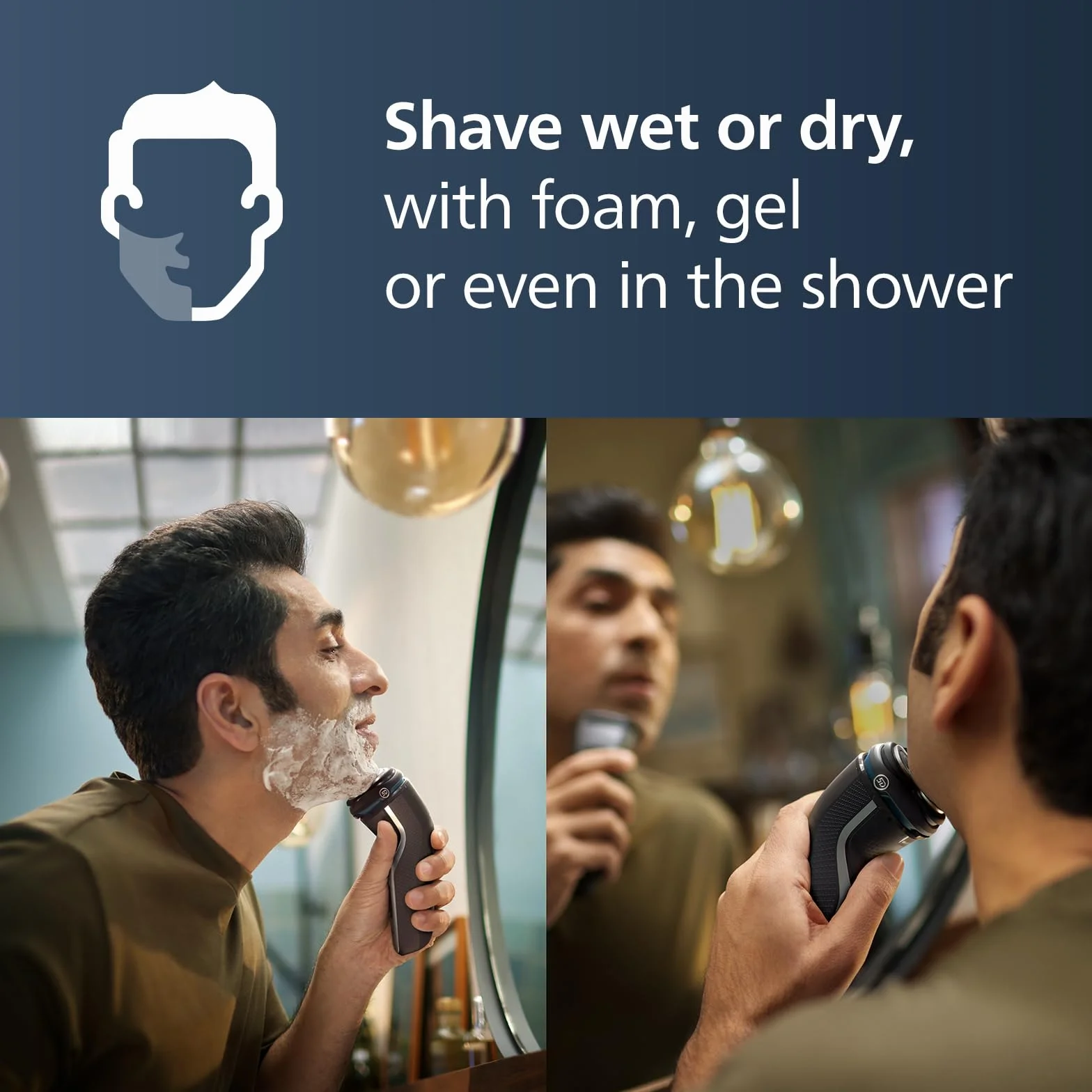 Philips Electric Shaver Series 3000 - golarka elektryczna na mokro i sucho z technologią SkinProtect, kolor czarny, trymer termokurczliwy, golarka akumulatorowa z pokrowcem podróżnym (model S3241/12)