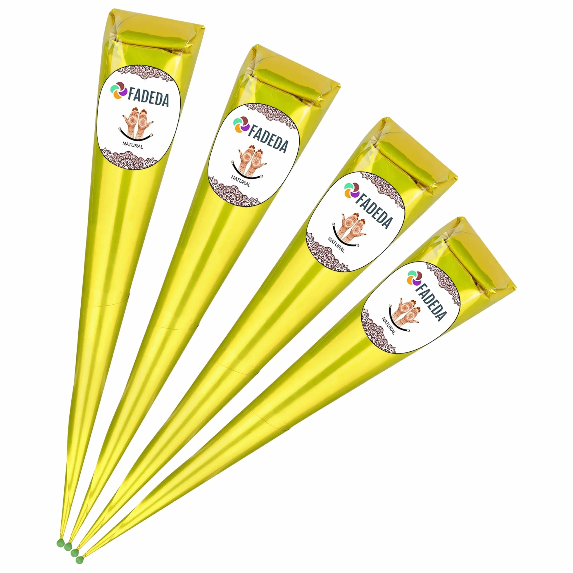 4x FADEDA Henna Kegel | 4x 25g naturalna pasta | naturalny brąz | 100% roślinny | gotowa do użycia i bez PPD | wegański | ekologiczny | halal | Mehandi | Mehndi