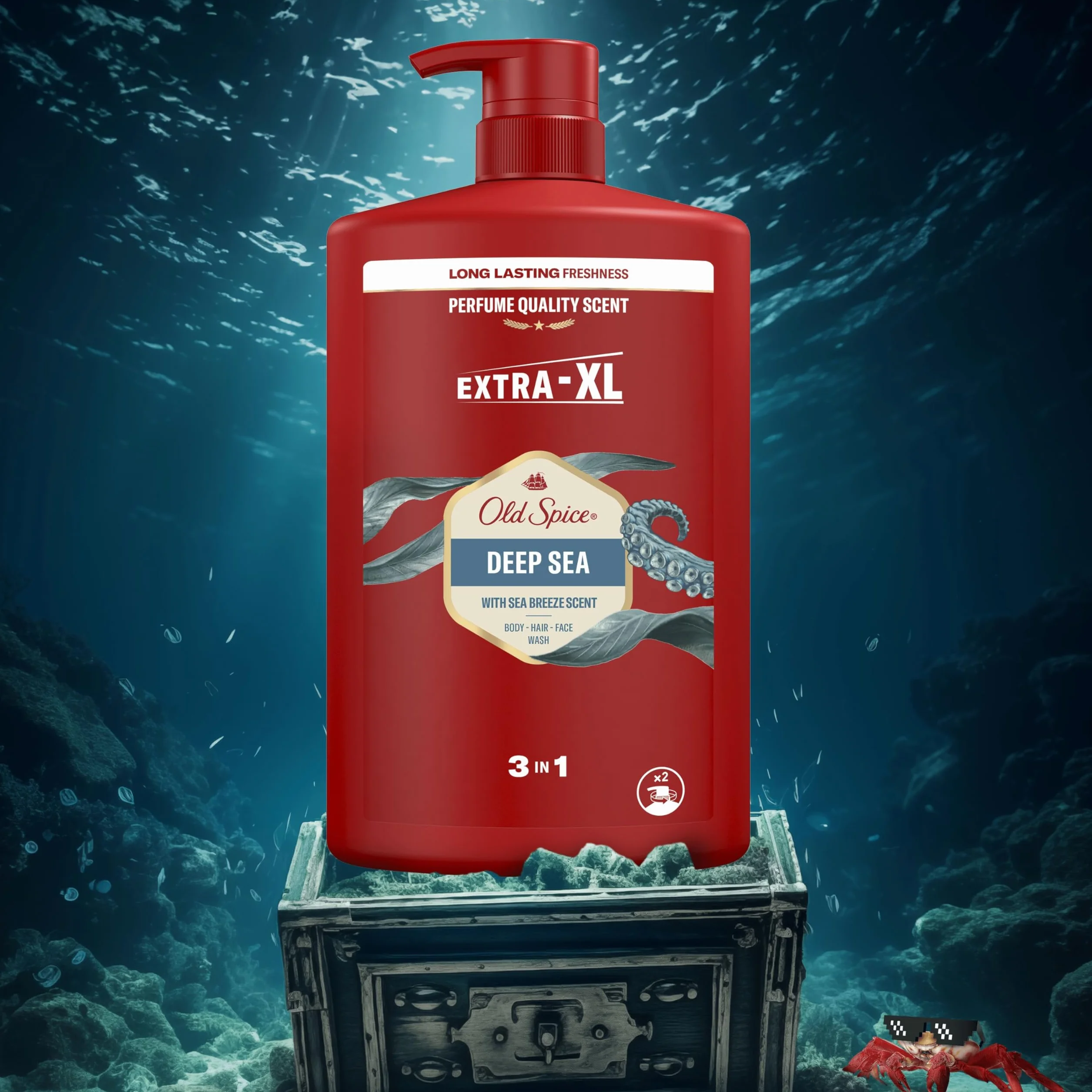 Old Spice Deep Sea Żel pod prysznic i szampon dla mężczyzn 1000ml, uniwersalna formuła 3 w 1 do mycia ciała, włosów i twarzy, długotrwała świeżość, głębokie oczyszczanie