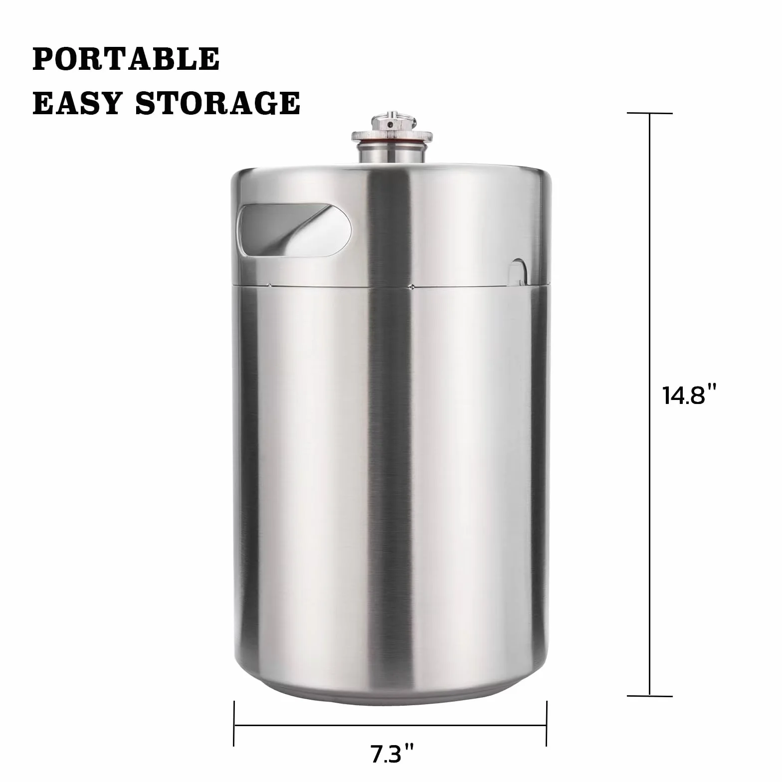TMCRAFT Mini growler Keg, przenośna beczka do piwa ze stali nierdzewnej z obrotową zakrętką, spiralna pokrywka do warzenia domowego warzenia, majsterkowania i piwa beczkowego