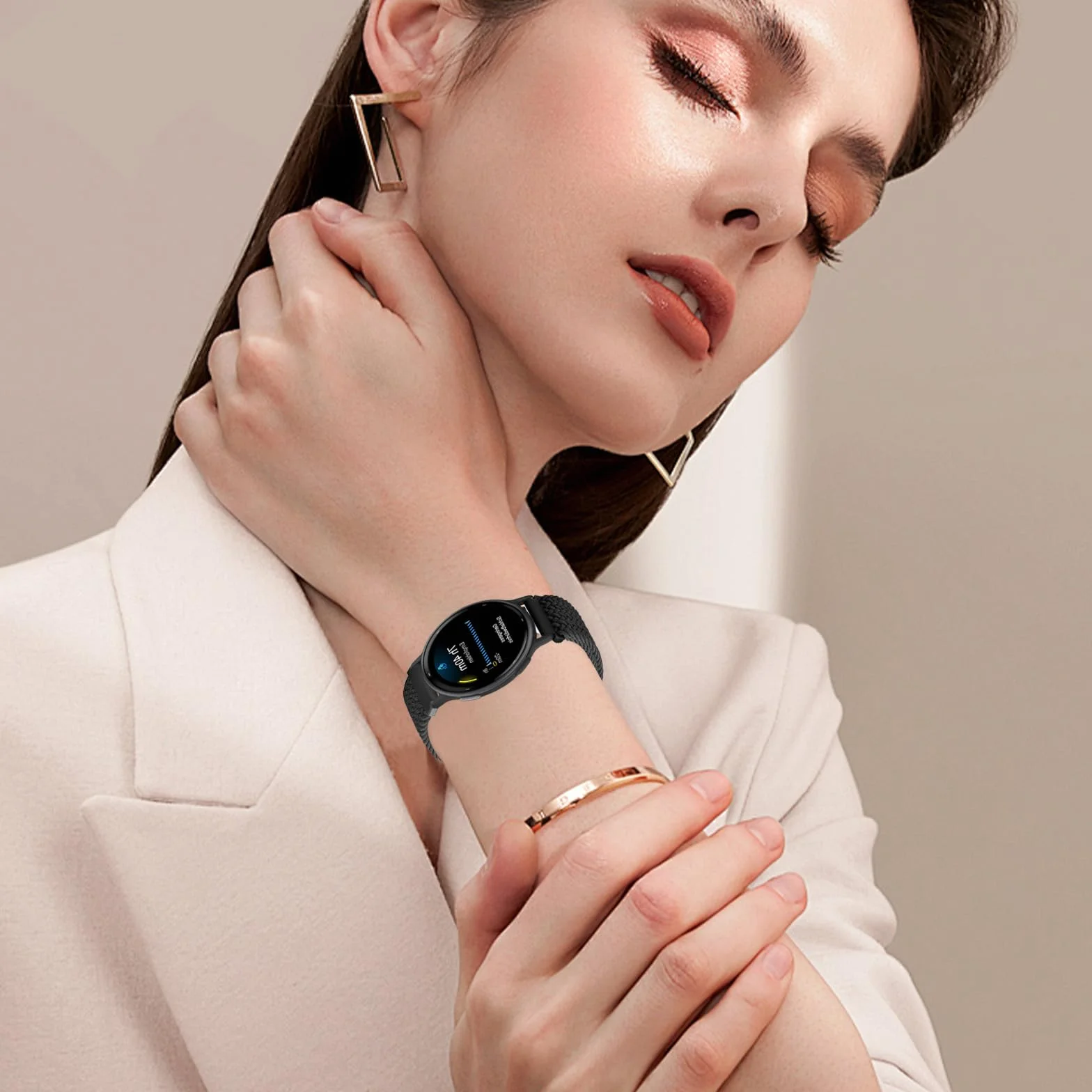 Pleciona bransoletka kompatybilna z Garmin Vivoactive 5/ Vivoactive 3/ Luxe 42 mm / HR, 20 mm, nylonowy pasek do zegarka Garmin Venu/Venu 2Plus, Venu SQ/SQ2 / SQ2 Music, Forerunner 55/245/245