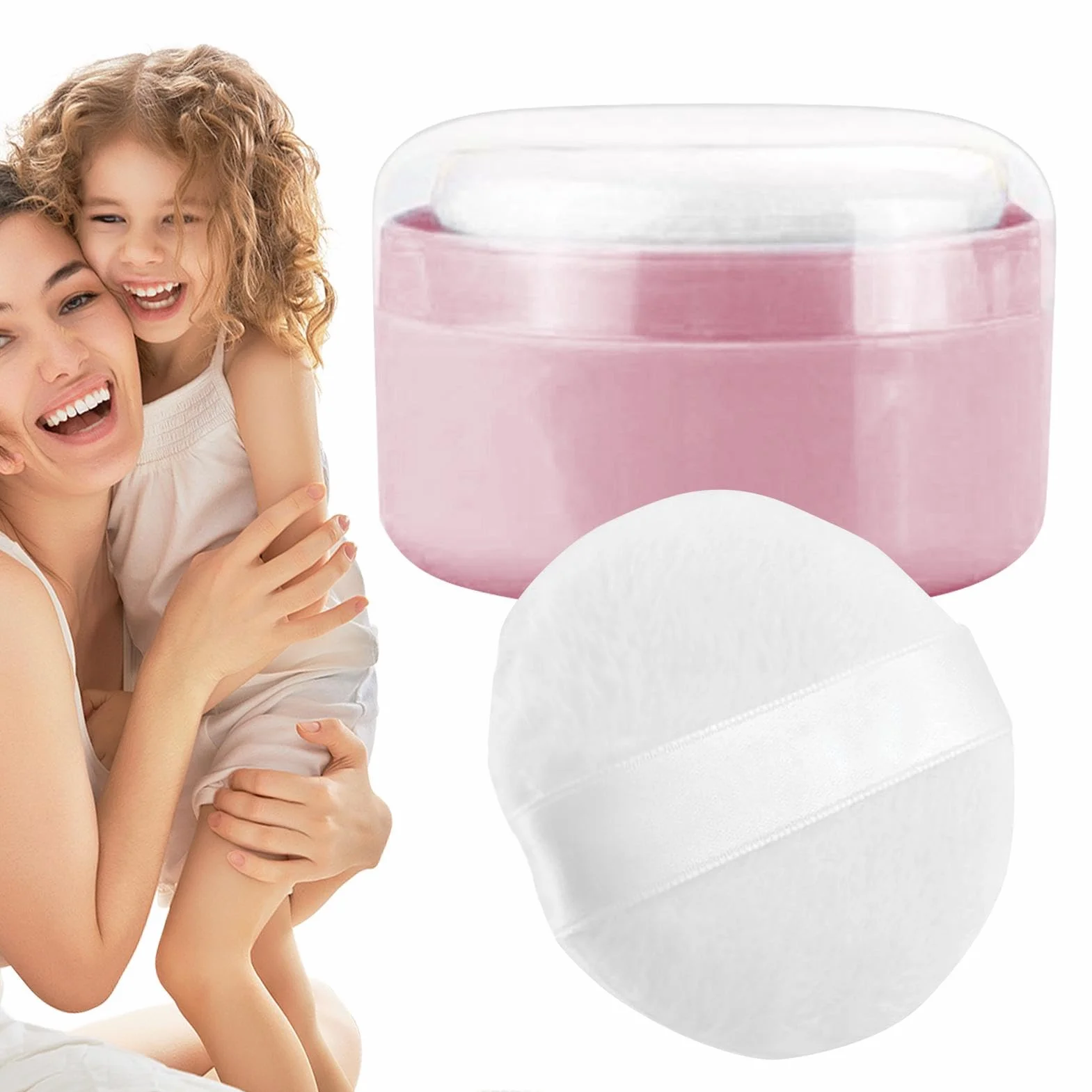 Body Powder Container, Portable Bath Dusting Storage, Dusting Holder with Puff, Refillable Dispenser for Talcum, Bath, and Loose Powder, 3.54x3.54x2.36 inches