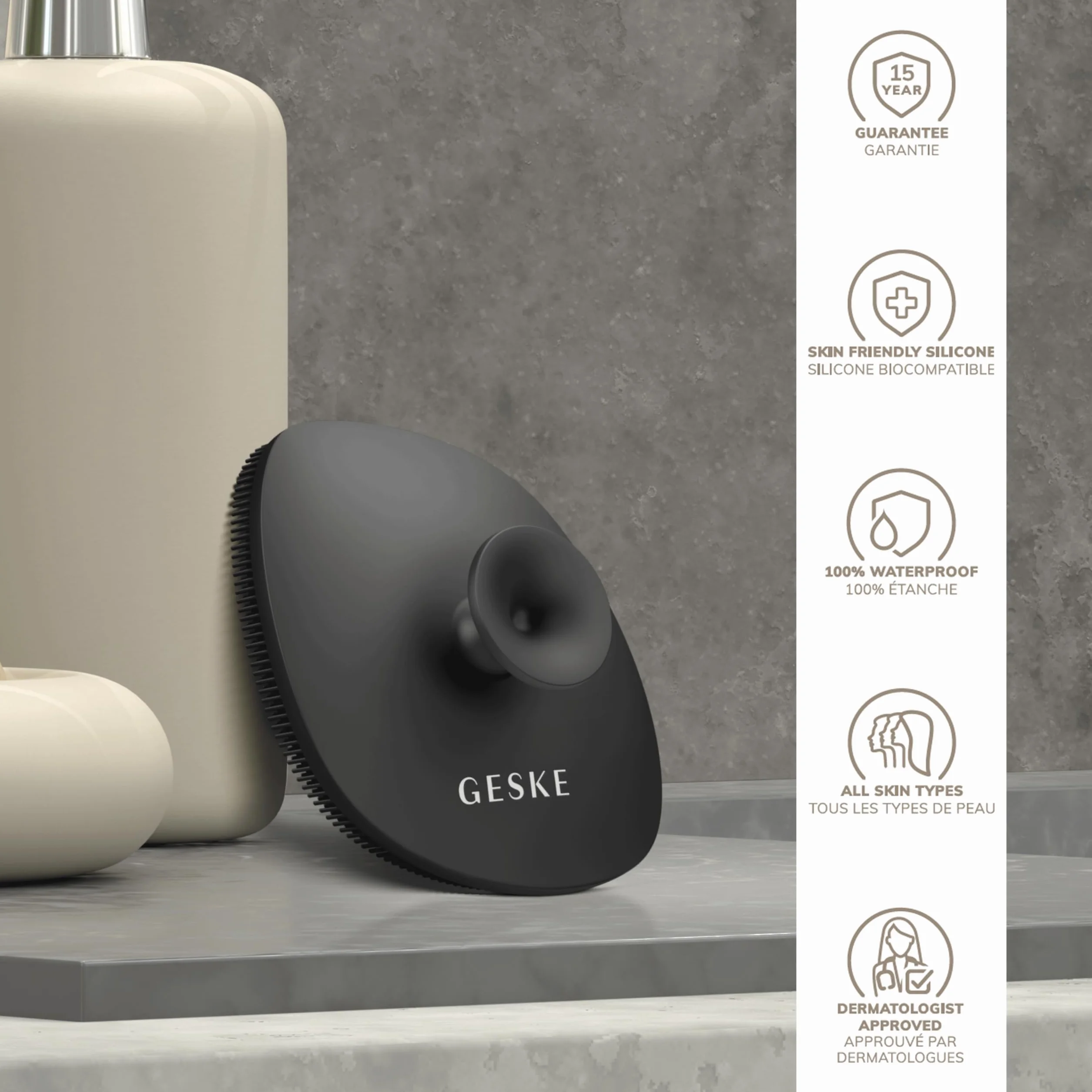 GESKE | Szczoteczka do twarzy SmartAppGuided™ 4 w 1 | Szczoteczka do oczyszczania twarzy z rączką | Miękka silikonowa szczoteczka | profesjonalne oczyszczanie twarzy | Oczyszczanie skóry