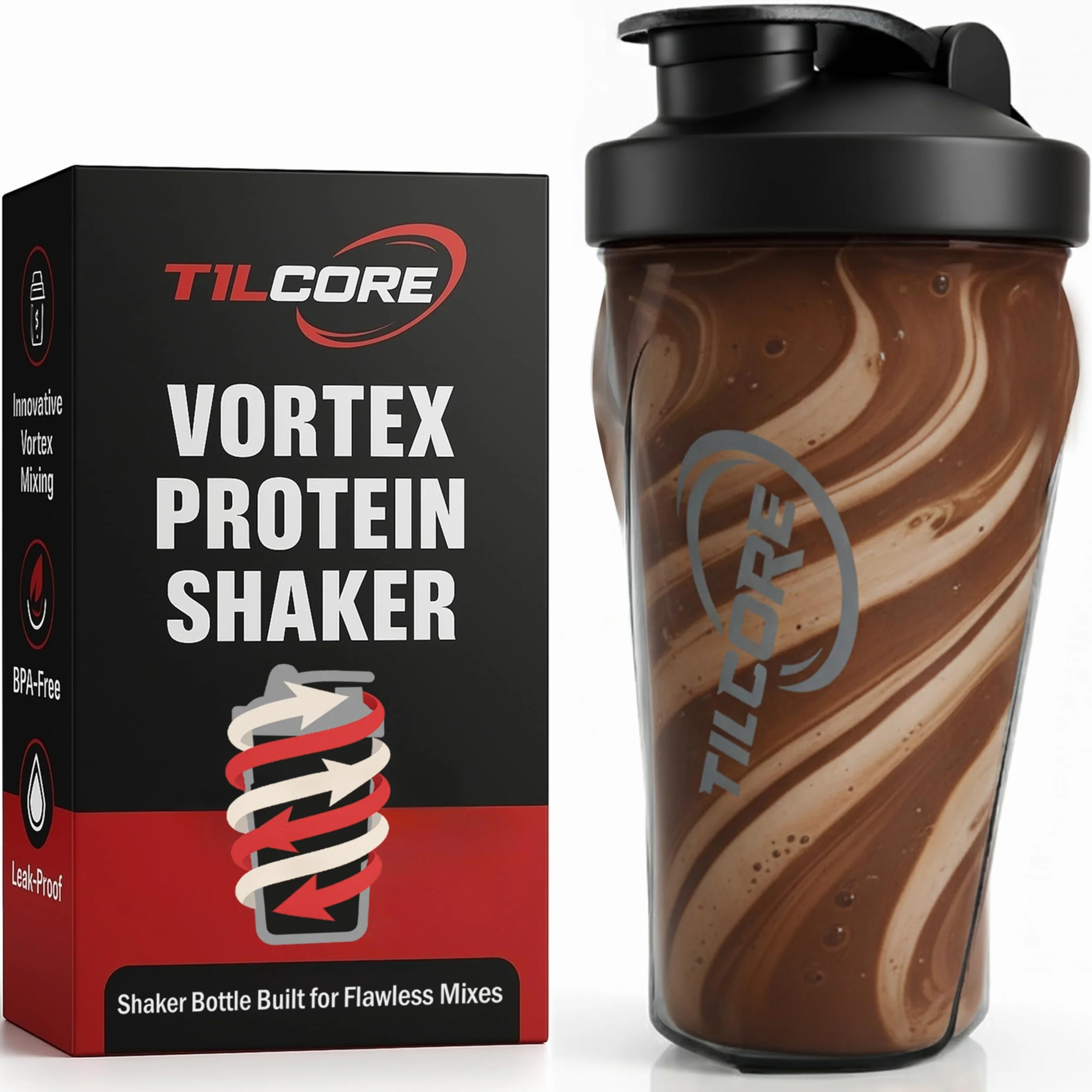 Vortex Protein Shaker Bottle 700 ml – wysokiej jakości kubek do koktajli proteinowych i smoothie, szczelny i trwały, do aktywnego stylu życia