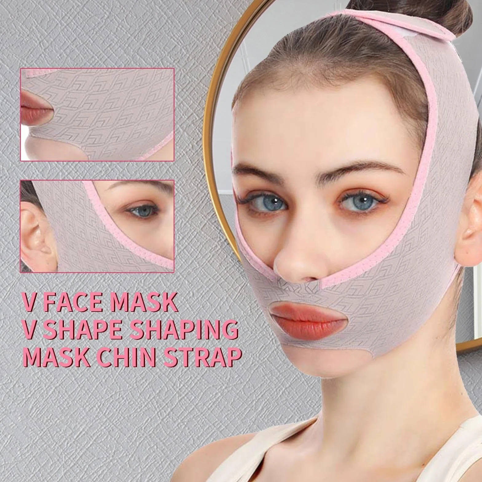Adjustable V Face Lifting Strap, Breathable Double Chin Reducer, Reusable Face Shaping Band for Firming and Contouring, Comfortable Slimming Belt for Neck, Jawline, and Chin