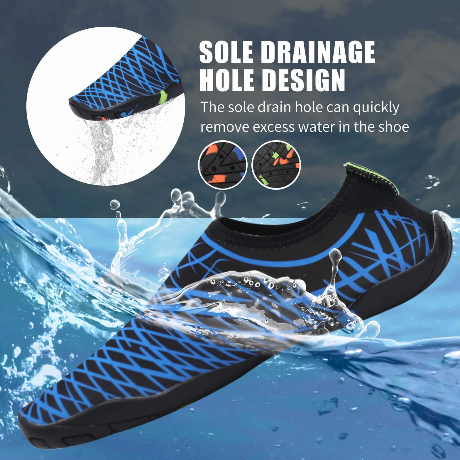 Tolaler Buty do wody dla dorosłych, grube, antypoślizgowe buty do wody, wytrzymałe i odporne na szybkie schnięcie (uniseks), podróże, plaża/pływanie