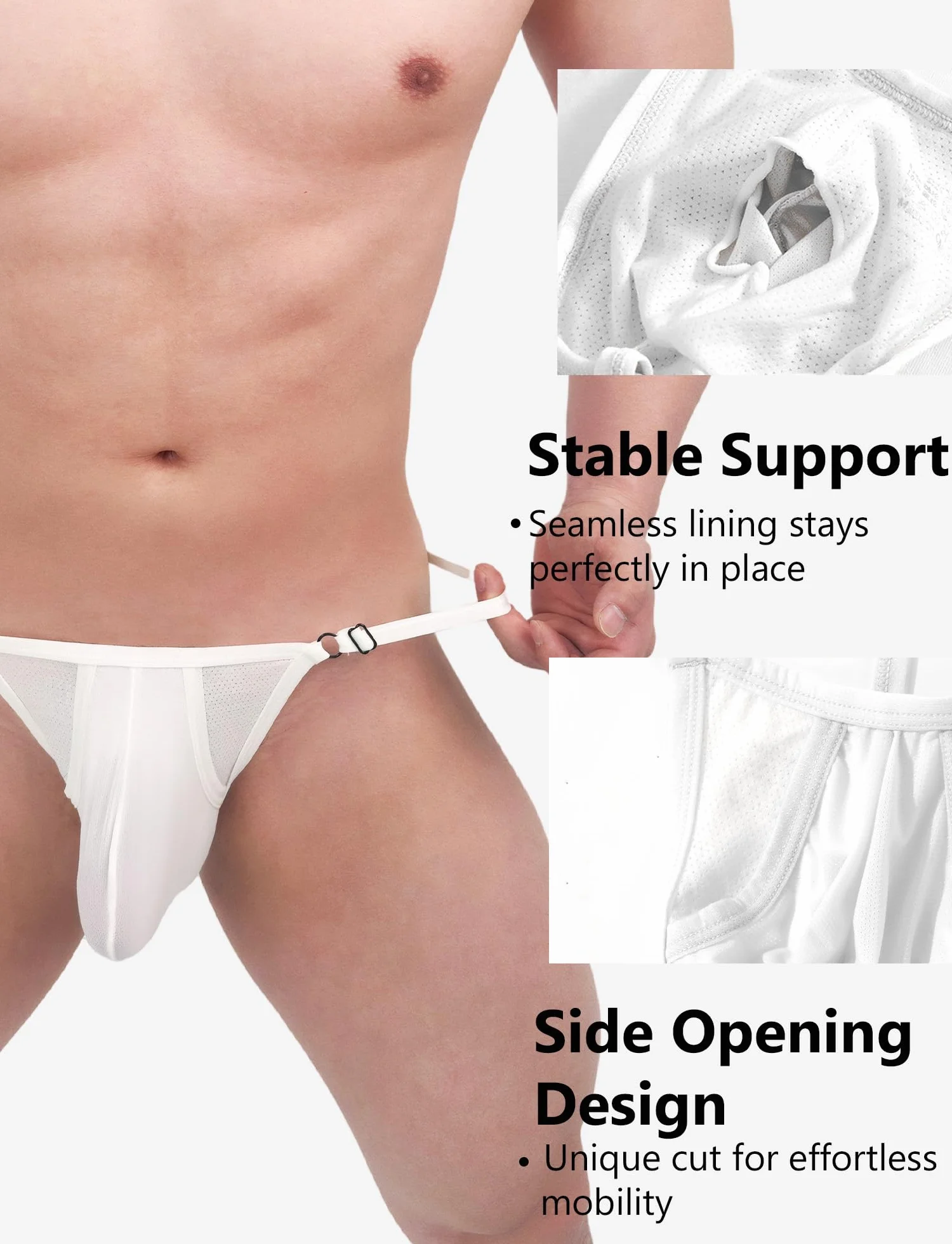 AIEOE Męskie seksowne stringi regulowane stringi EIS jedwabna bielizna slipy lekkie elastyczne spodnie S-XL