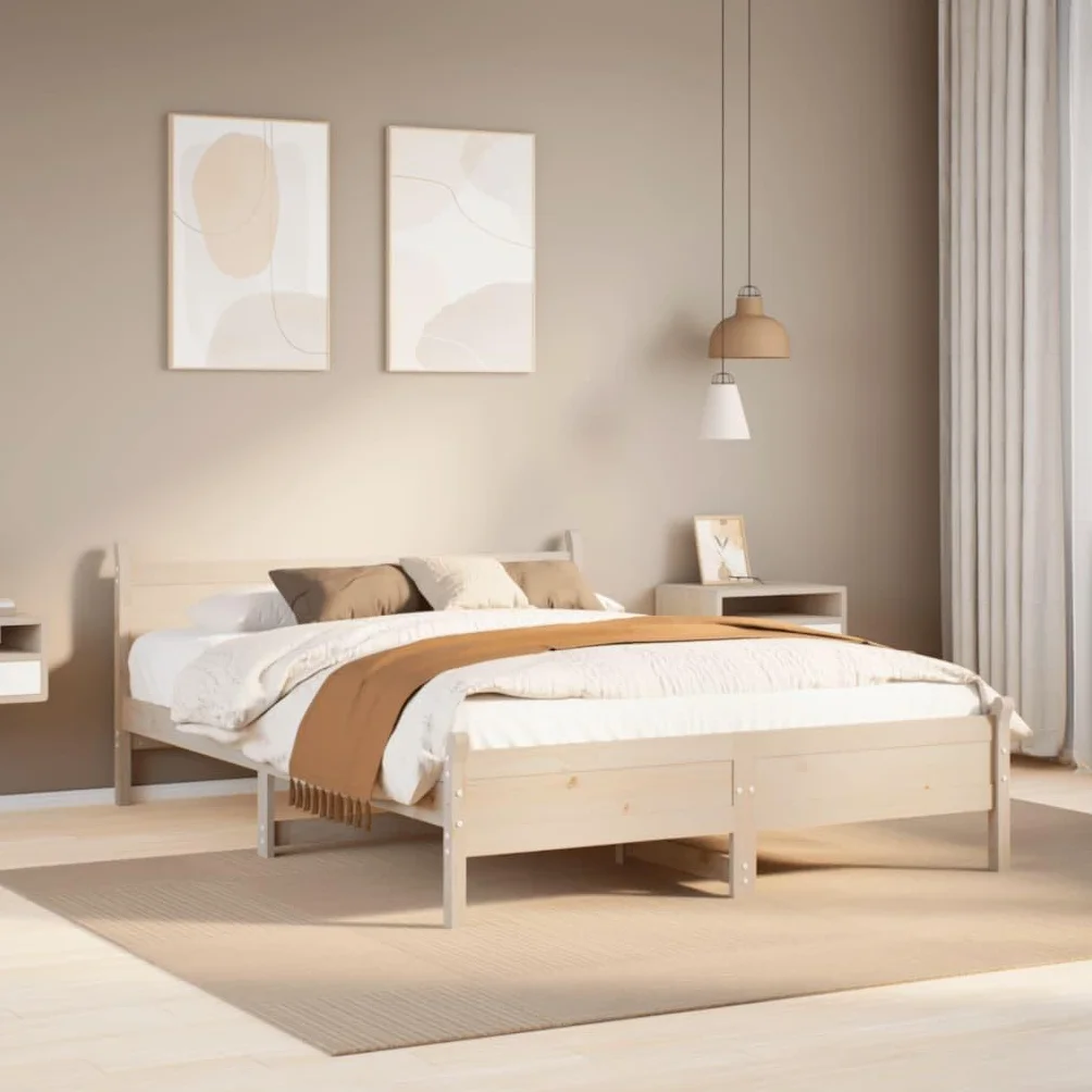 vidaXL Rama łóżka bez materaca, 160x200 cm, lite drewno sosnowe, łóżko, lozko, łóżko dwuosobowe, rama lozka, łóżko podwójne, lozko dwuosobowe