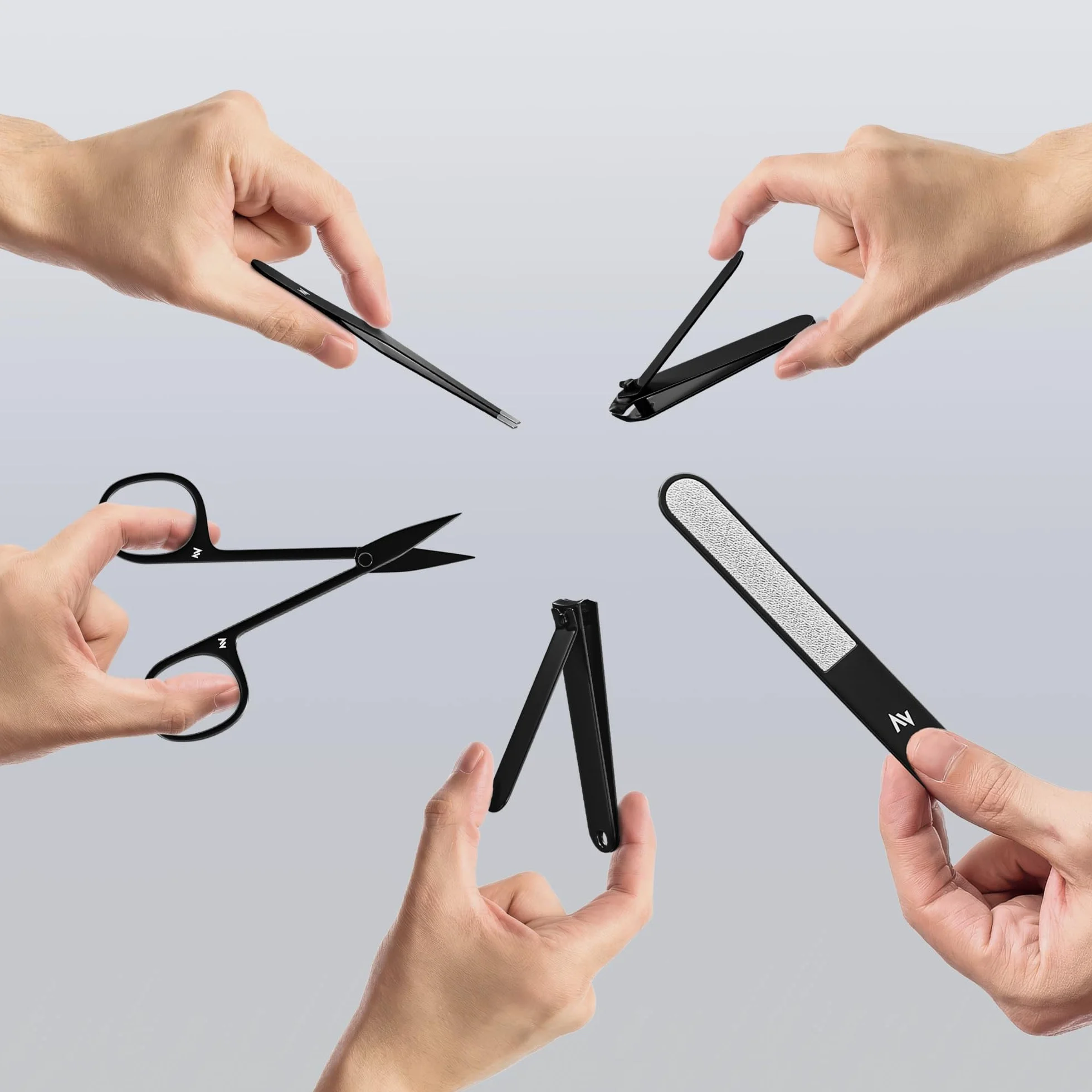 SHAV Zestaw do paznokci 5-częściowy ze stali nierdzewnej do manicure i pedicure