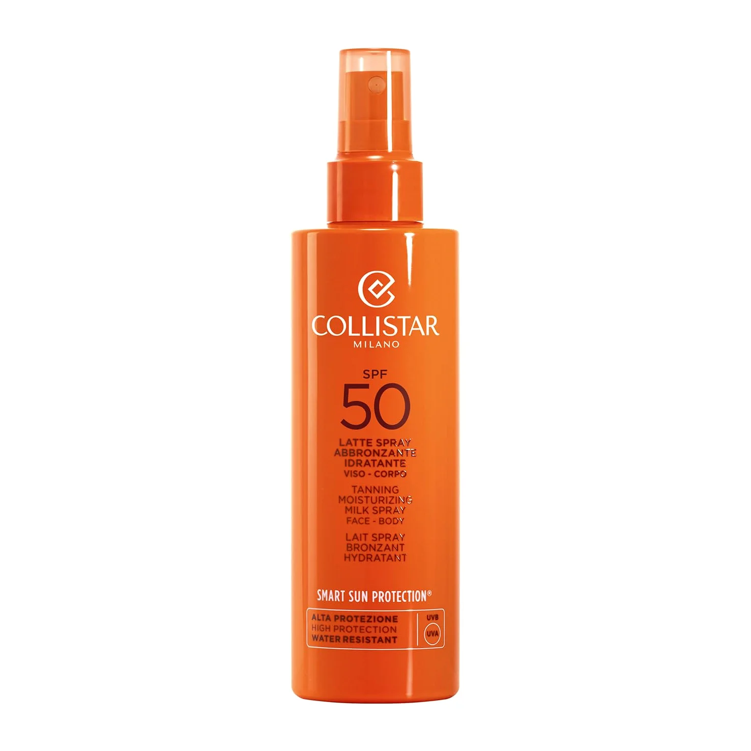 Collistar Mleczko do opalania nawilżające SPF 50, ochrona przeciwsłoneczna twarzy i ciała, wodoodporna, lekka tekstura, szybkie wchłanianie, 200 ml