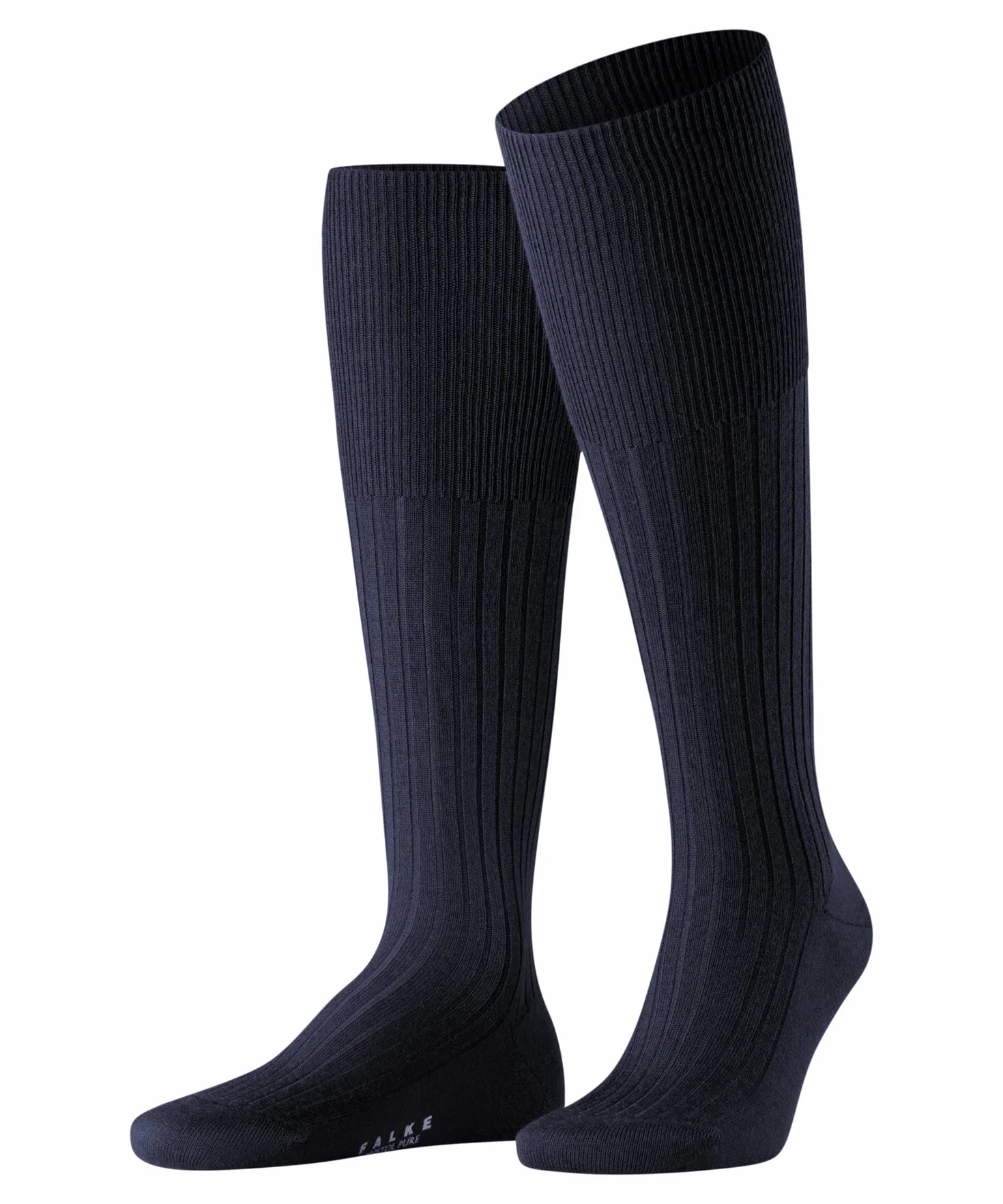 FALKE Mężczyźni Podkolanówki Bristol Pure M Kh Wełna długie jednokolorowe 1 Para, Niebieski Dark Navy 6370, 43-44