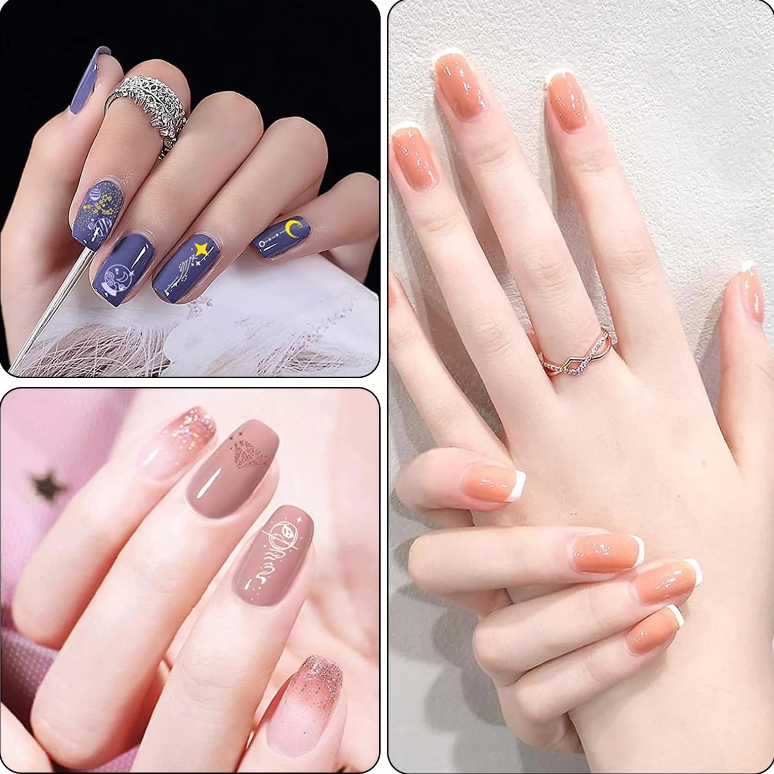 Szablony do paznokci, 3 sztuki stempli do paznokci, zestaw stempli do paznokci, szablony, stemple artystyczne, do manicure "zrób to sam"