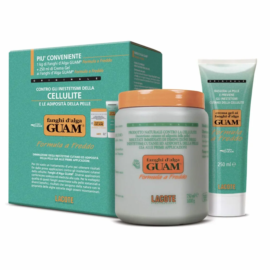 Guam Zimny błoto wodorostów - zestaw składający się z 1 kg szlamu + 250 ml kremu żelowego, do obrzęków, ujędrniania, odświeżania