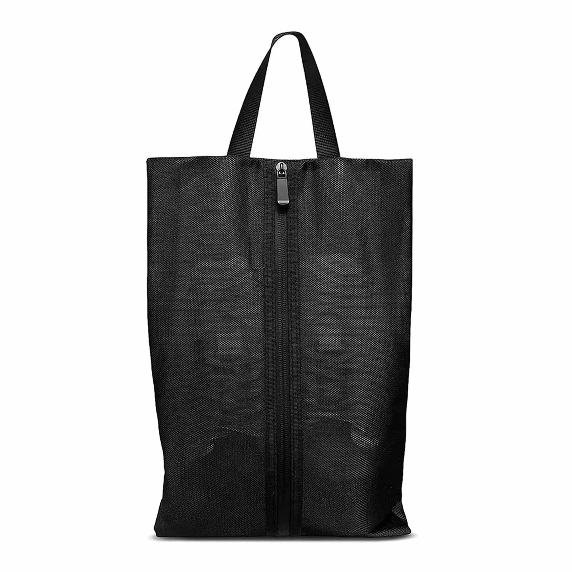 1 Sztuk Torba na Buty Podróżna, Worków na Buty, Torba na Buty z Nylonu, Z Wytrzymałym Uchwytem i Zamkiem Błyskawicznym, Wodoodporna Siatka TPU (39x22x8cm), Do Organizacji Butów i Kosmetyków (Czarny)