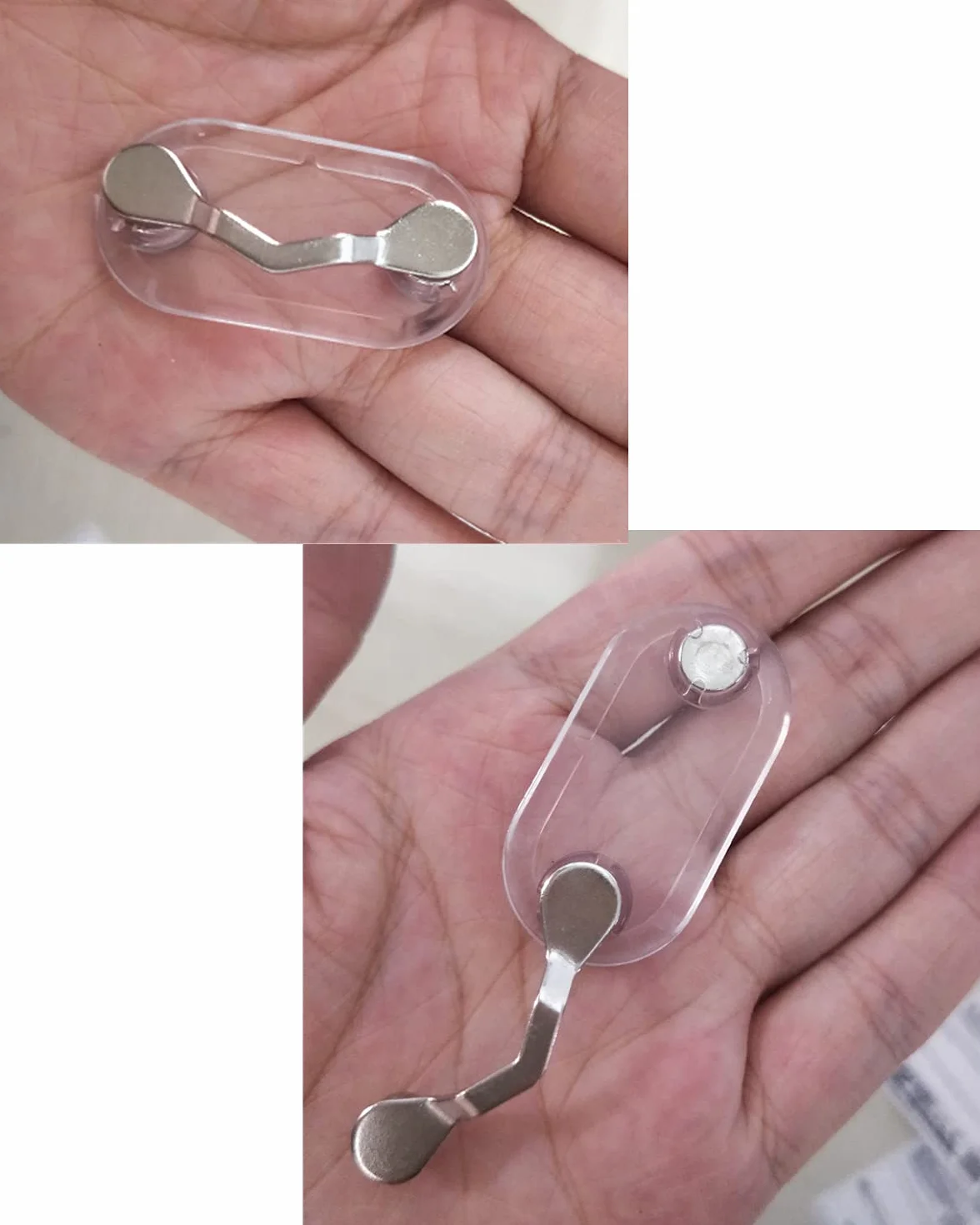 Magnetyczny uchwyt na okulary, 2 sztuki, ze stali nierdzewnej, mocny magnes, uchwyt na słuchawki do okularów, okularów przeciwsłonecznych, do czytania, słuchawek, kart identyfikacyjnych, dowodu osobistego, czarny + srebrny