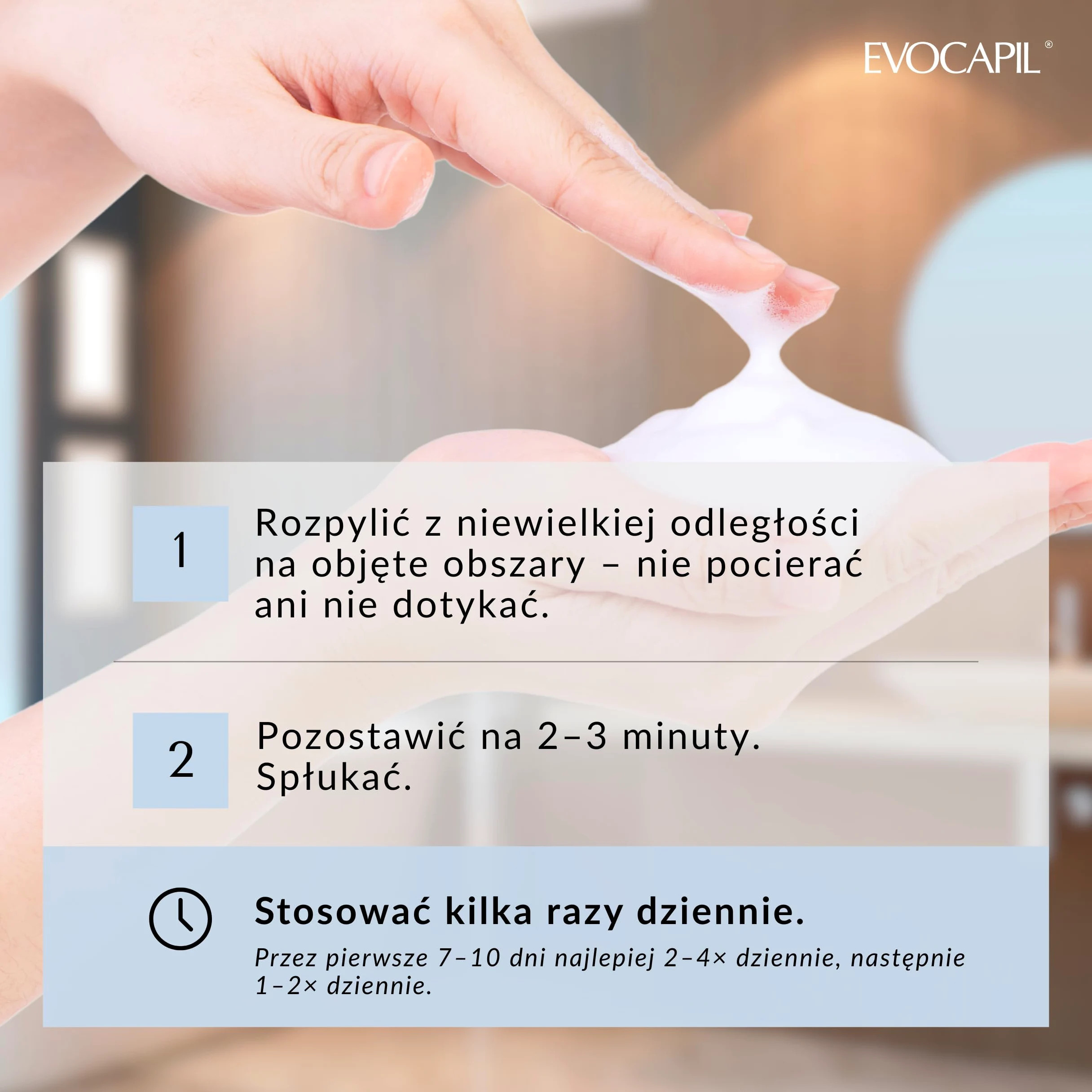 Evocapil Plus pianka pantenolowa w sprayu po przeszczepieniu włosów